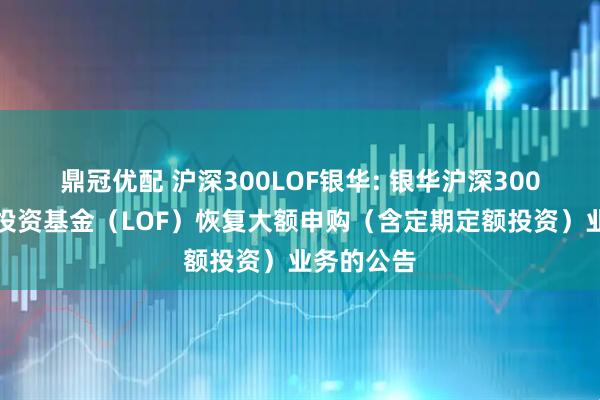 鼎冠优配 沪深300LOF银华: 银华沪深300指数证券投资基金（LOF）恢复大额申购（含定期定额投资）业务的公告